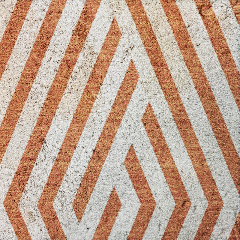 Premium Machine Washable Dream Shag ADS550 Geometric Rug, Paprika, 1'8" x 2'6"