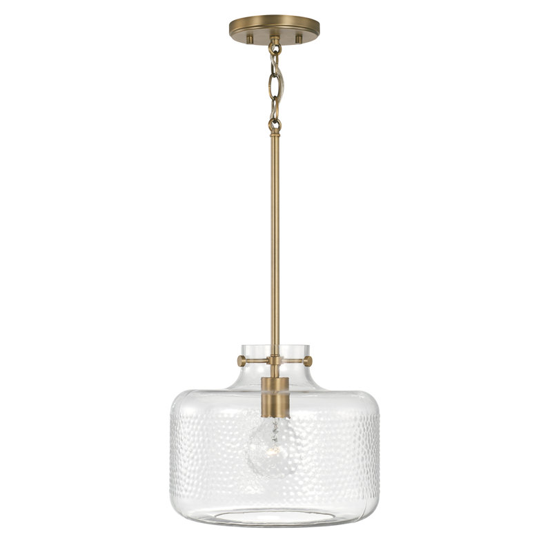 Luminaire suspendu simple à 1 lumière Brighton, Laiton vieilli