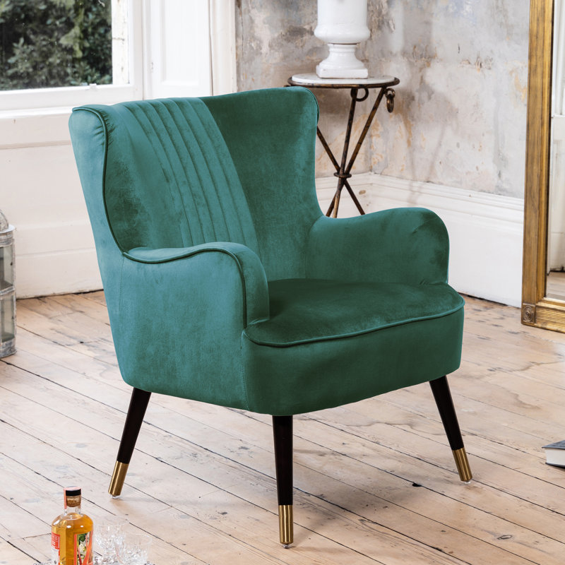 Dawe Velvet Wingback Chair, Green