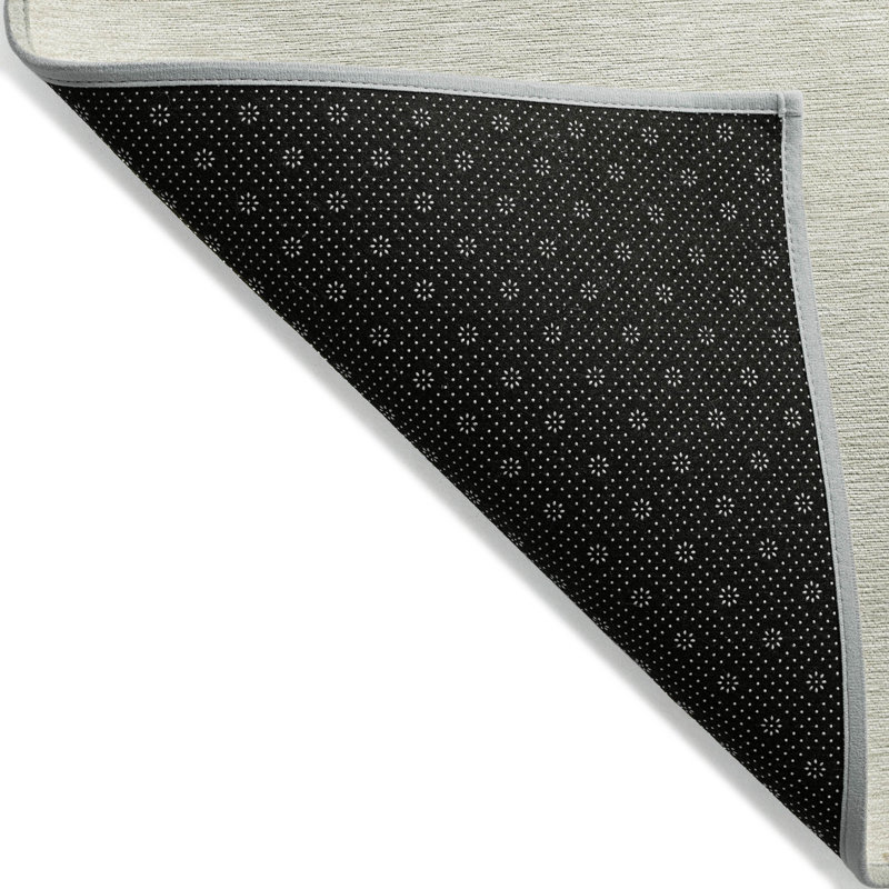Ivory and Gray Synthetic Flat Woven Washable Rug