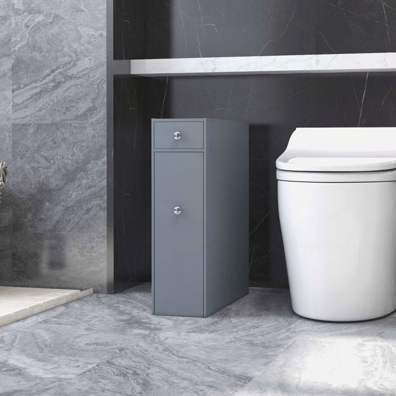 Armoire de rangement de salle de bain autoportante étroite avec tiroirs