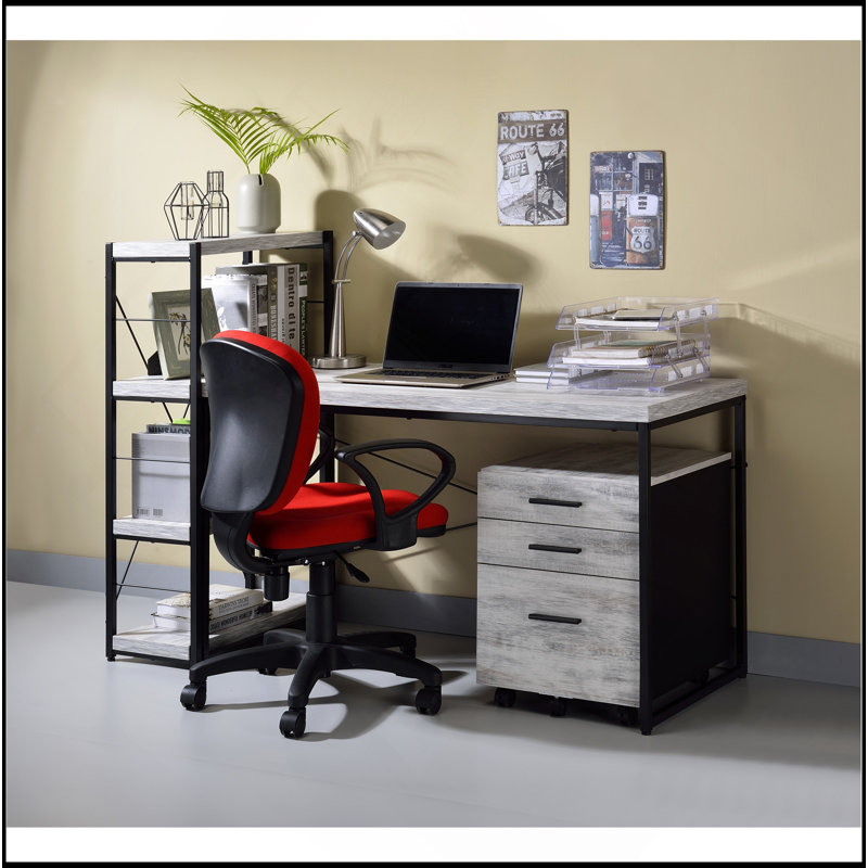 Antique White & Black Finish Writing Desk