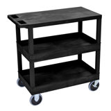 Chariot utilitaire robuste avec 2 baignoires et 1 tablettes plates E Series