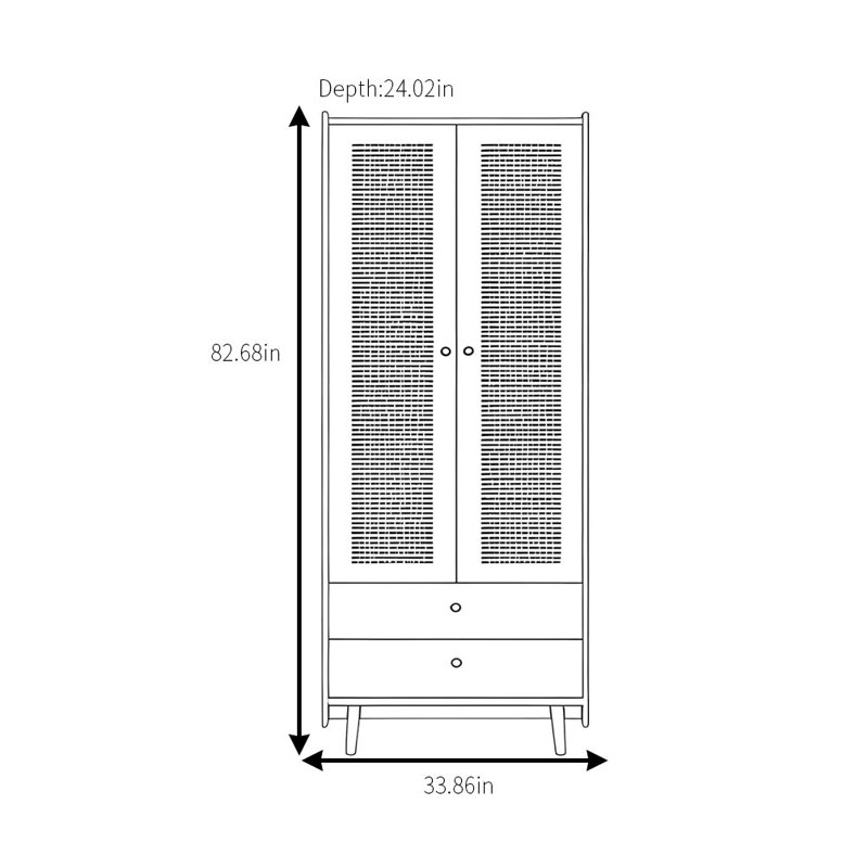 Simple Rattan Woven  Wardrobe