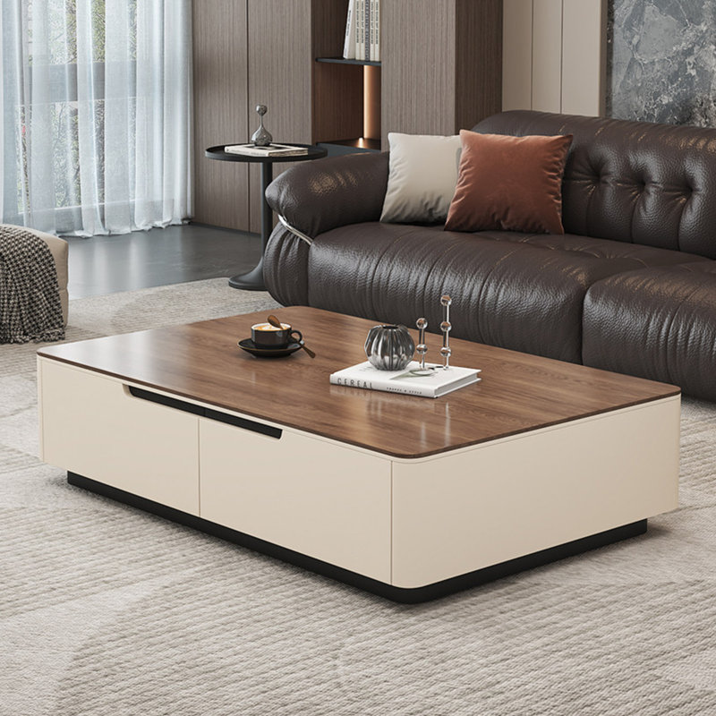 Table basse moderne en pierre, Blanc, H 16,9 po x L 47,2 po x l 23,6 po