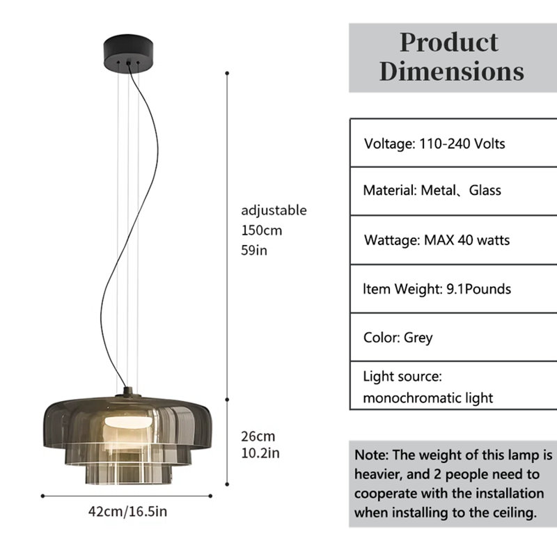 Luminaire suspendu Mid-Century, Gris