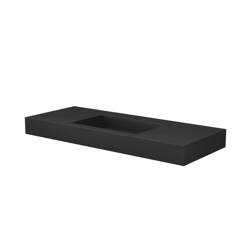 Évier de surface solide en pierre de pierre pour meuble-lavabo de salle de bain avec finition gris mat, profondeur 47,54 po, largeur 18,38 po, hauteur 4,2 po, 63,62 lb - Entretien facile, lignes épurées, lavabo encastré, teinte, profondeur,