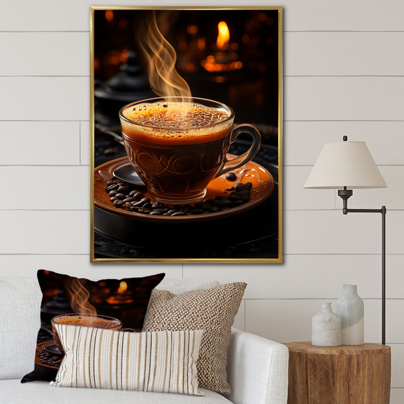 «Cuba Aroma Coffee Harmony II», reproduction d'art sur toile encadrée, Cadre flottant doré, 32" H x 24" W