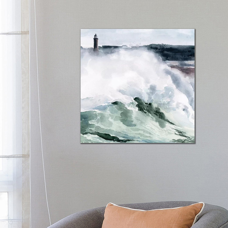 Lighthouse Waves I by Jennifer Paxton Parker - Wrapped Canvas Painting, 66.04 cm H x 66.04 cm W