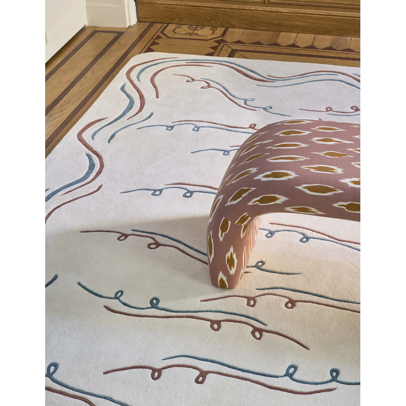 Nazare, Rectangle 6'7" x 9'10", White/Blue