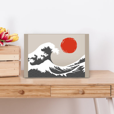 Denetria Contemporary Art Abstract Geometric Retro Nature Ocean Wall Art - Wrapped Canvas Print