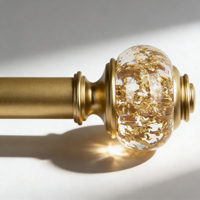 Tringle à rideau simple télescopique de 1 pouce de diamètre avec embouts décoratifs translucides, fabrication en métal robuste pour rideaux et habillage de fenêtre