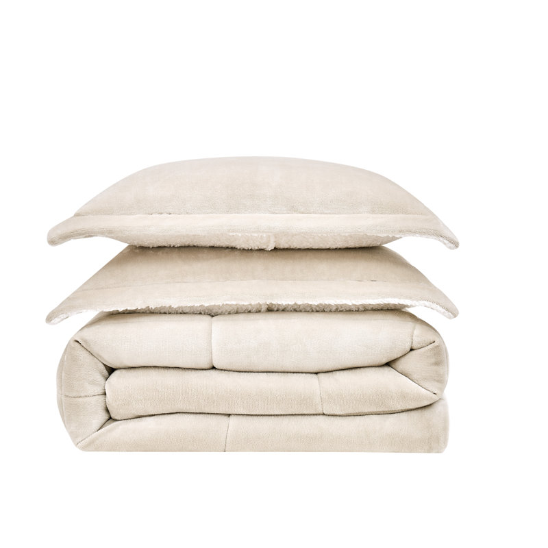 Truly Soft Cuddle Standard Polyester Comforter Set, Queen Comforter + 2 Shams, Tan