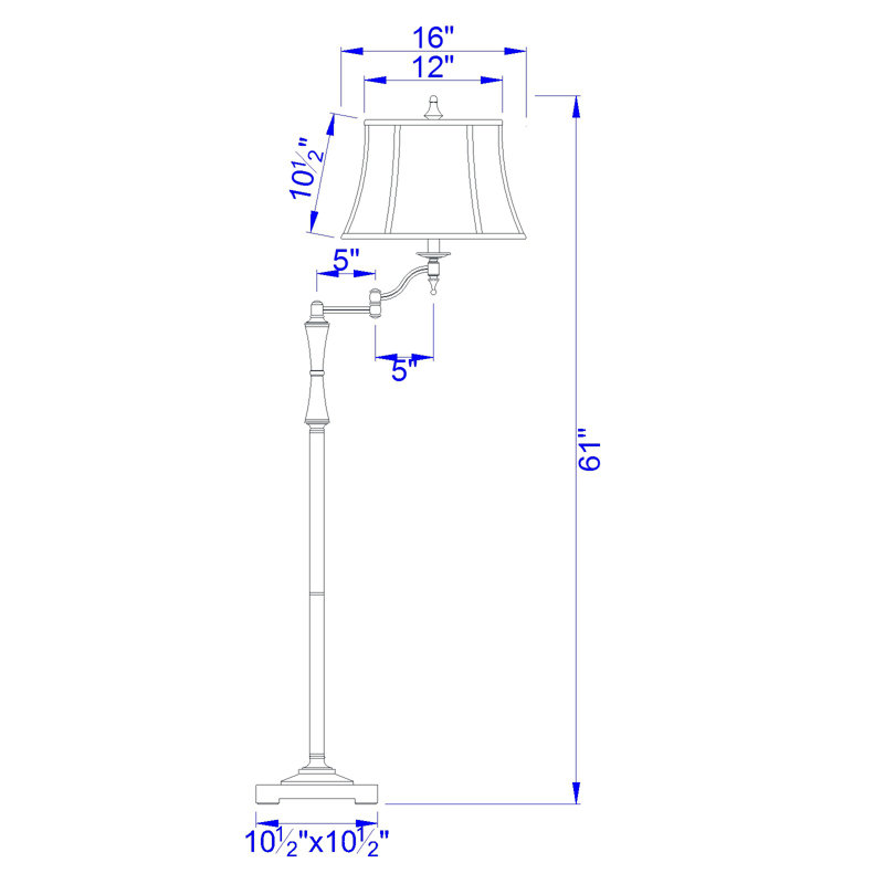 Villagomez 61'' Black Swing Arm Floor Lamp