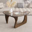 Modern Triangle Coffee Table, Tempered Glass Top & Curved Wooden Base for Living Room-416388525-416388527-416388533