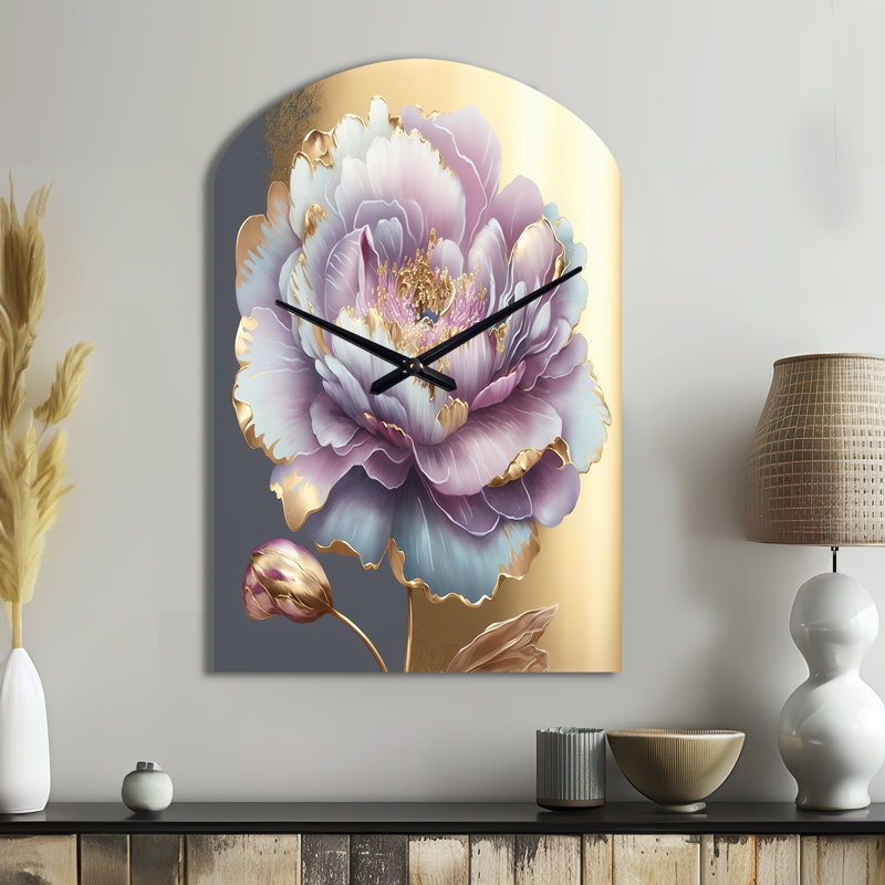 Horloge murale en forme de fleur mauve simple - fleurs, forme d'horloge murale rose, Grand