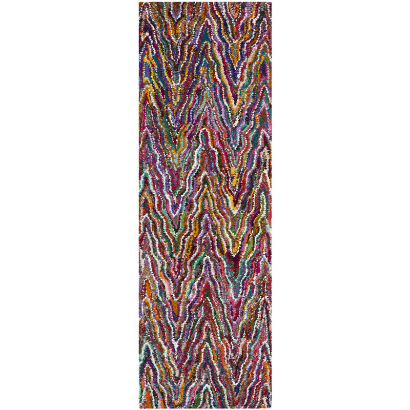 Cleaves Abstract Cotton Hand Woven Area Rug, Runner 69 x 213 cm