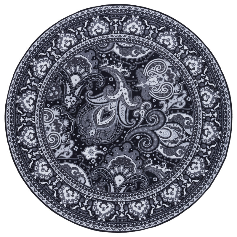 Cartrell Machine Washable Paisley Rug, Round 6'