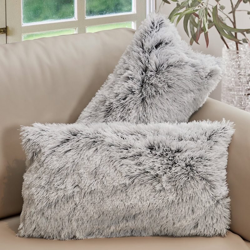 Coussins décoratifs Cheer, Gris, Polyester, 12 x 20