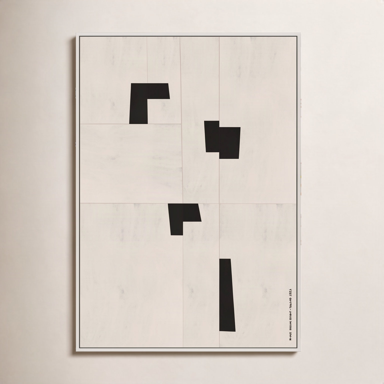 Scattered 1 by Romina Gadler, White Canvas Framed, 38" H x 26.5" W