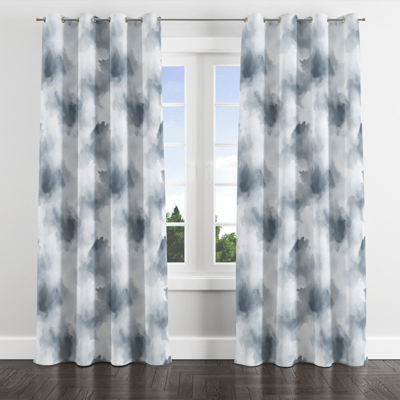 Panneaux de rideaux abstraits - gris avec œillets Borreri - 1 panneau, Œillets dorés, L 52 po x L 84 po