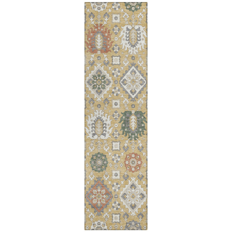 Machine Washable Indoor/Outdoor Husby ACN2200 Bohemian Rug, Runner 2'3" x 7'6"