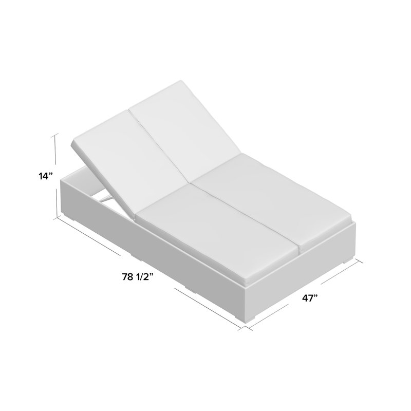 Convene All Weather Wicker Double Chaise Lounge, White