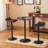 Black Round Top Adjustable Height Bar Table and 2 Swivel Black Bonded Leather Adjustable Bar Stool Bar Sets