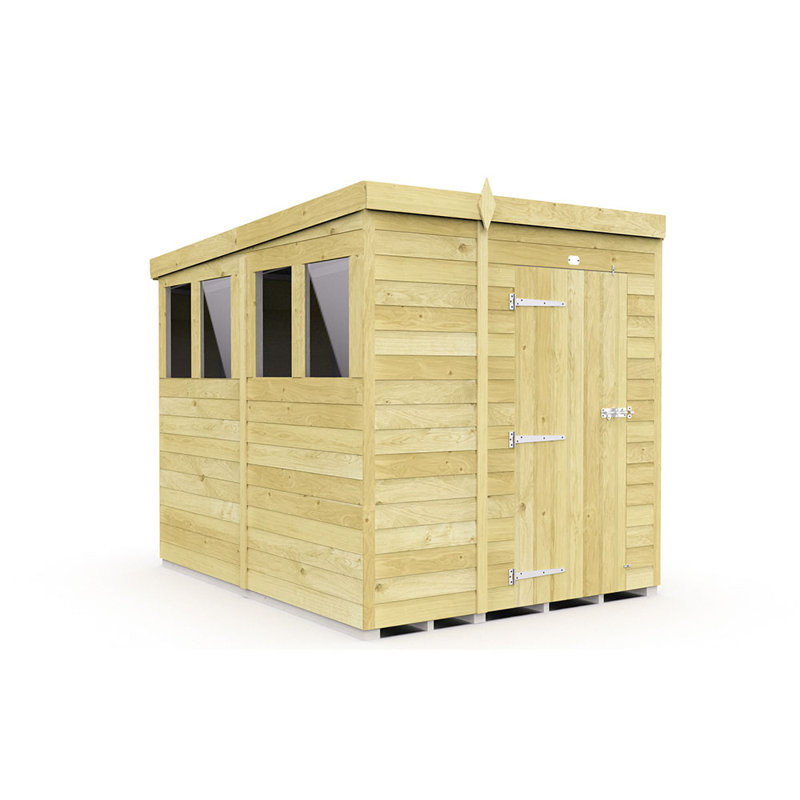 6ft x 8ft Pent Shed - Single Door with Windows