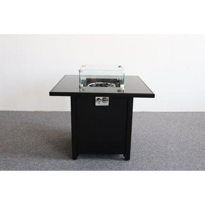 30" Black Powder-coated Fire Pit And Smoked Glass Top - Strong Steel Construction, 40,000 , Hidden Propane Tank Compartment. For Year-round Outdoor Comfort Steel. Heat, Space. Make Your Space