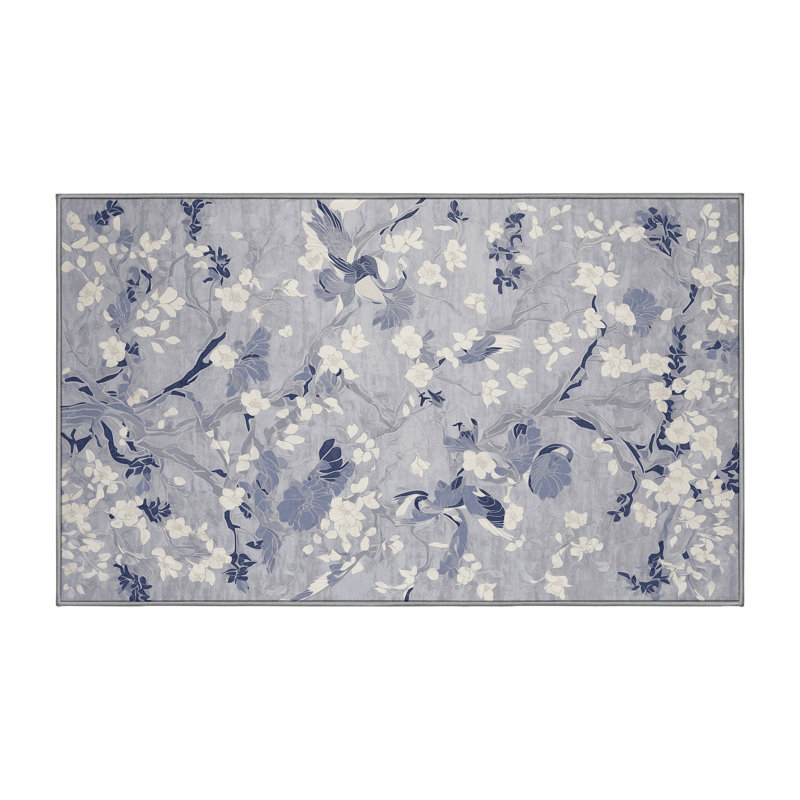 Machine Washable Gray Area Rug, Rectangle 2' x 5'