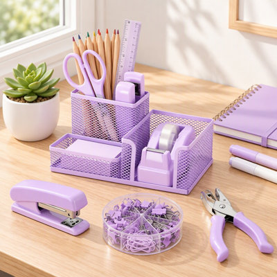 9 pièces de rangement de bureau et accessoires avec porte-stylo en filet