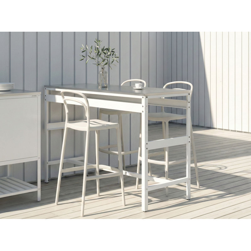 Rectangular Metal Outdoor Bar Table - 115 cm W 40 cm D, White