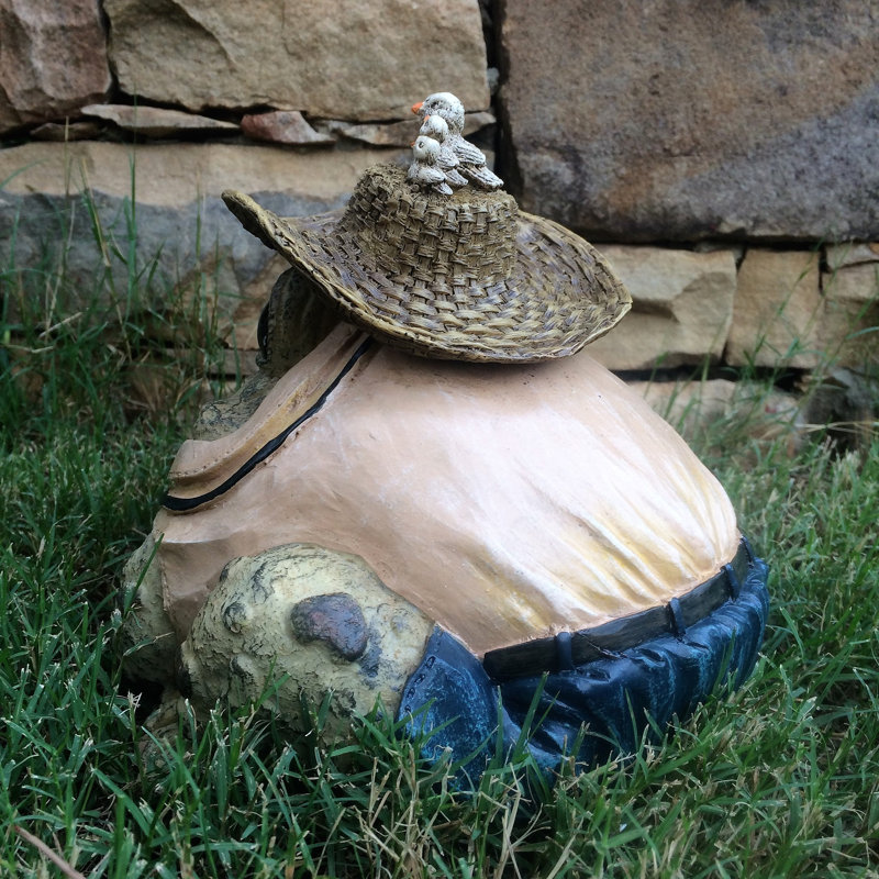 Statue de jardin oiseau crapaud grenouille, H 5 po x l 5,25 po x P 4,5 po, Brun