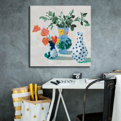 Winston Porter 'Bungalow Vases Green' by Danhui Nai Canvas Wall Art