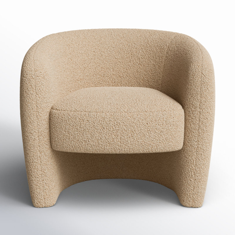 Solace Upholstered Barrel Chair, Light Brown Sherpa