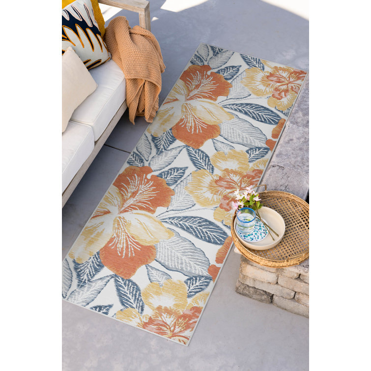 Velia Floral Reversible Flatweave Polypropylene Indoor / Outdoor Area Rug - Multi Color