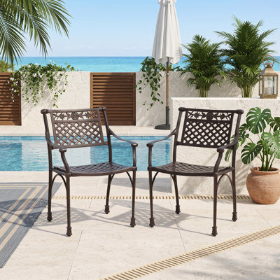 Chaise de salle à manger d'extérieur avec sculptures florales pour patio