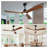 60 Inch Wood Ceiling Fan with 3 Solid Walnut Blades, Remote Control & Reversible DC Motor - Quiet LED Ceiling Fan for Living Room, Black