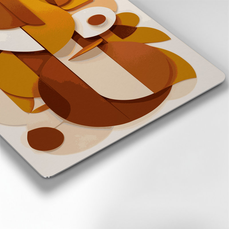 Abstrait formes 91, art mural en métal beige, H 20 po x l 24 po