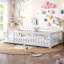 Lit simple avec garde-corps et porte pour enfants, blanc