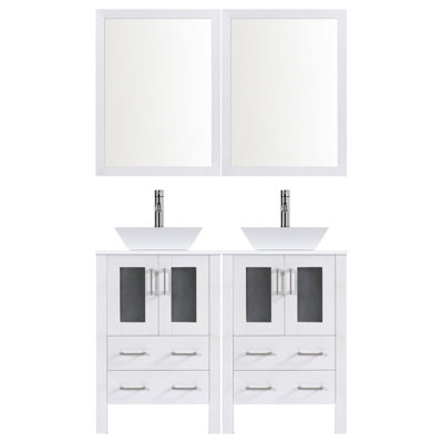 48'' Double Bathroom Vanity with Stone Top