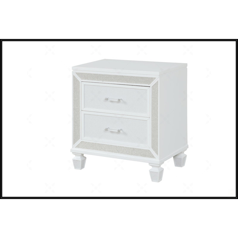 Table de chevet en cristal avec finition en bois blanc