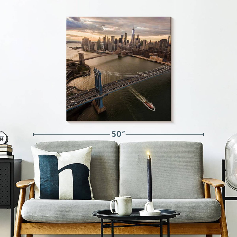 Sirci Manhattan et le pont de Brooklyn, H 30 po x l 30 po