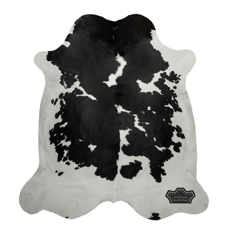 Medium 5 × 7 ft Authentic Black & White Cowhide Rug - 100% Genuine Leather - Natural Luxury Boho-Chic Accent, Cowhide 5' x 7'