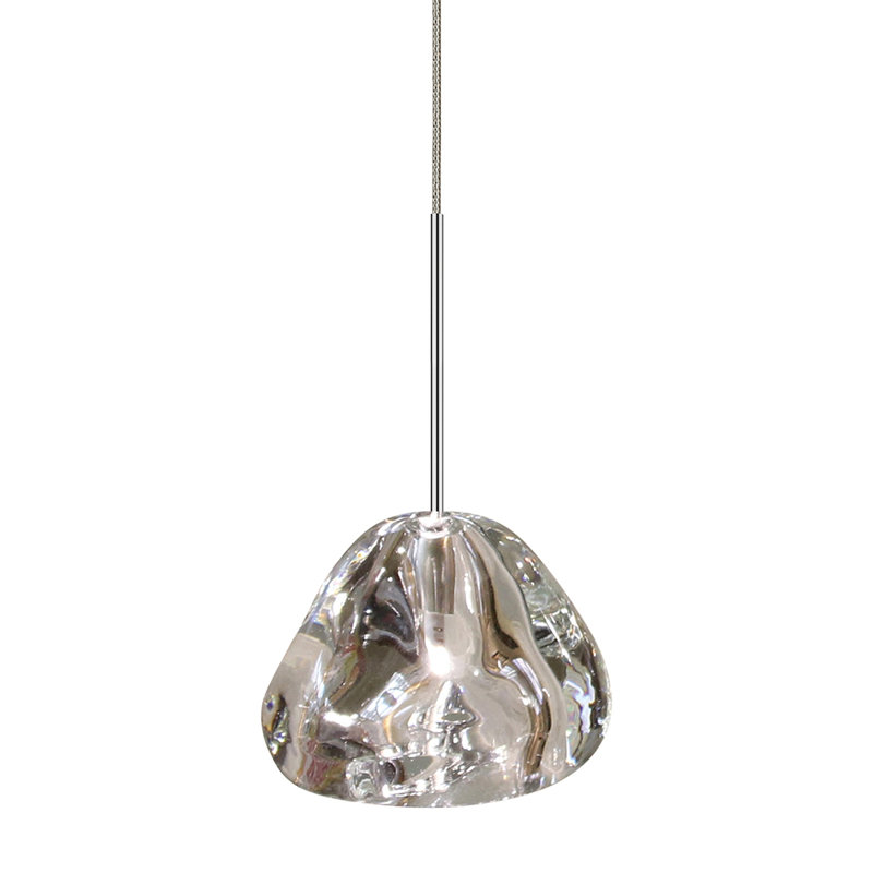 Polished Nickel 5-Light Crystal Cluster Pendant