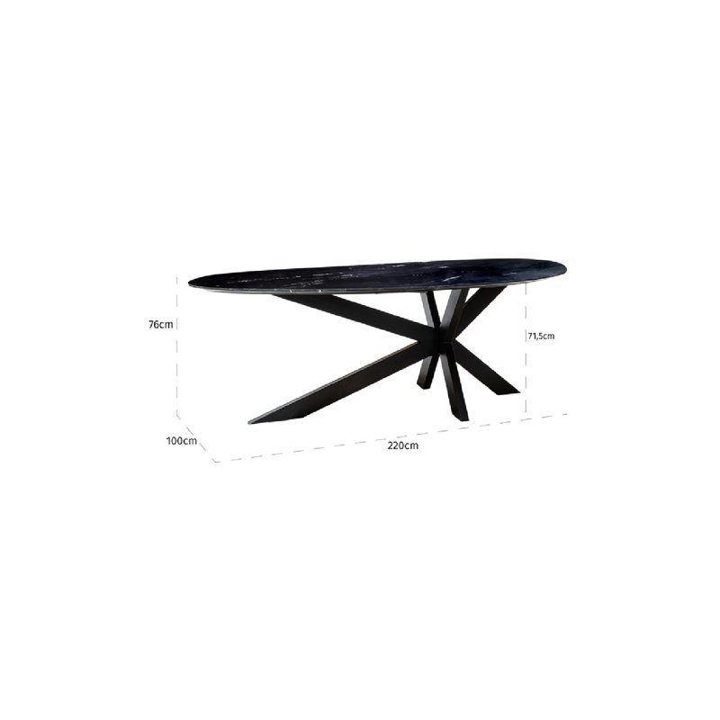 Trocadero Marble Top Metal Base Dining Table