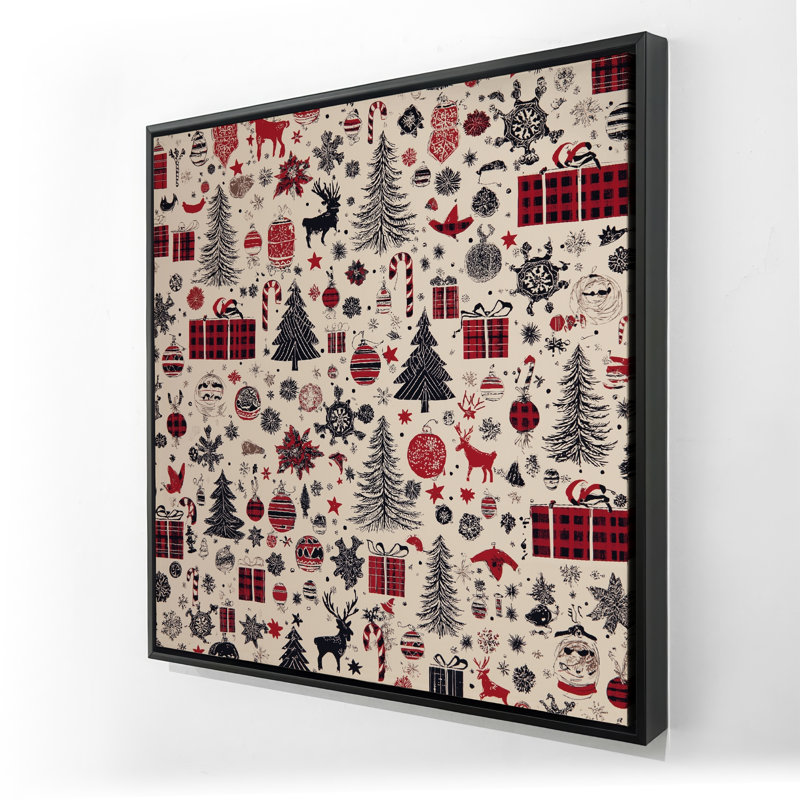Motif de cadeau de Noël - Toile encadrée brune