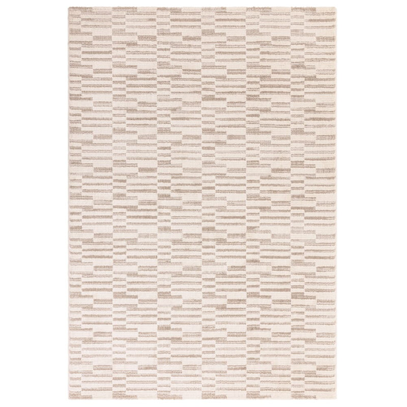 Deral Geometric Cream Area Rug, Rectangle 200 x 275 cm