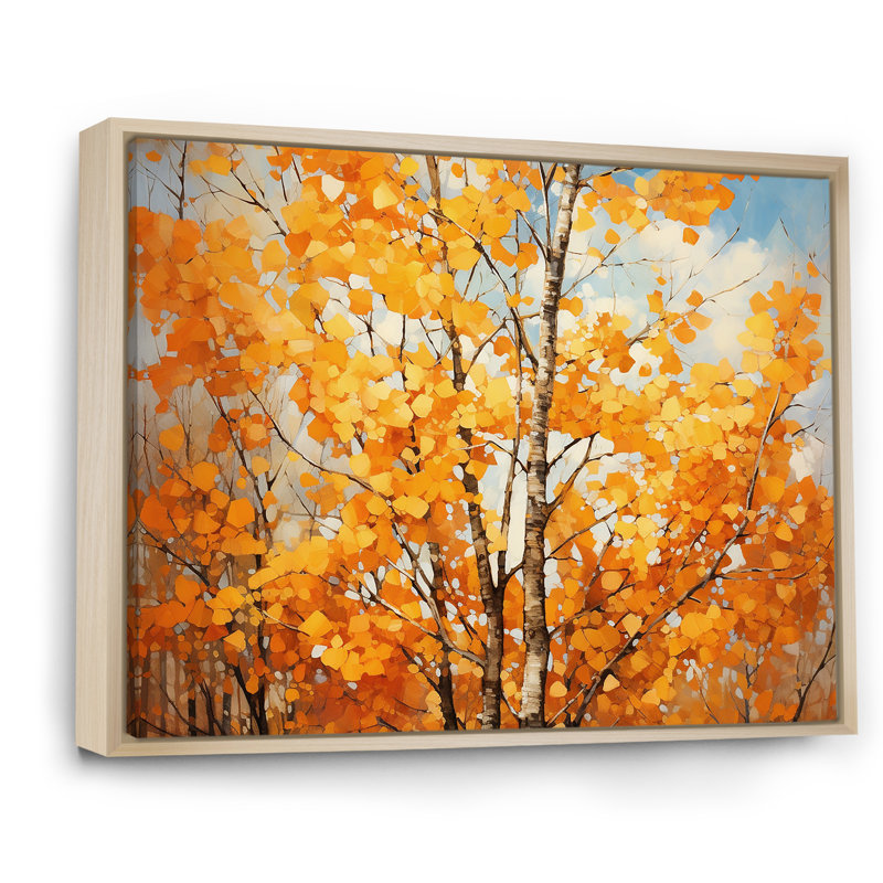«Orange American Basswood Essence III», art mural arbre, Cadre flottant brun, H 30 po x l 40 po x P 1,5 po